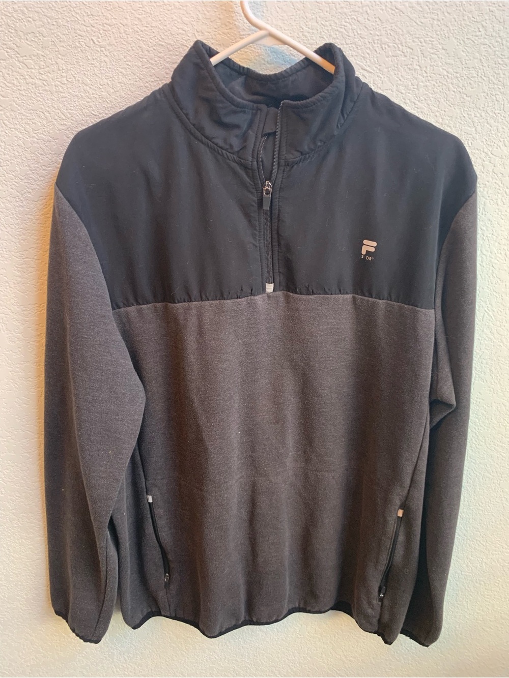 Fila Men's Two-Tone Gray and Black Zip-Up Pullover